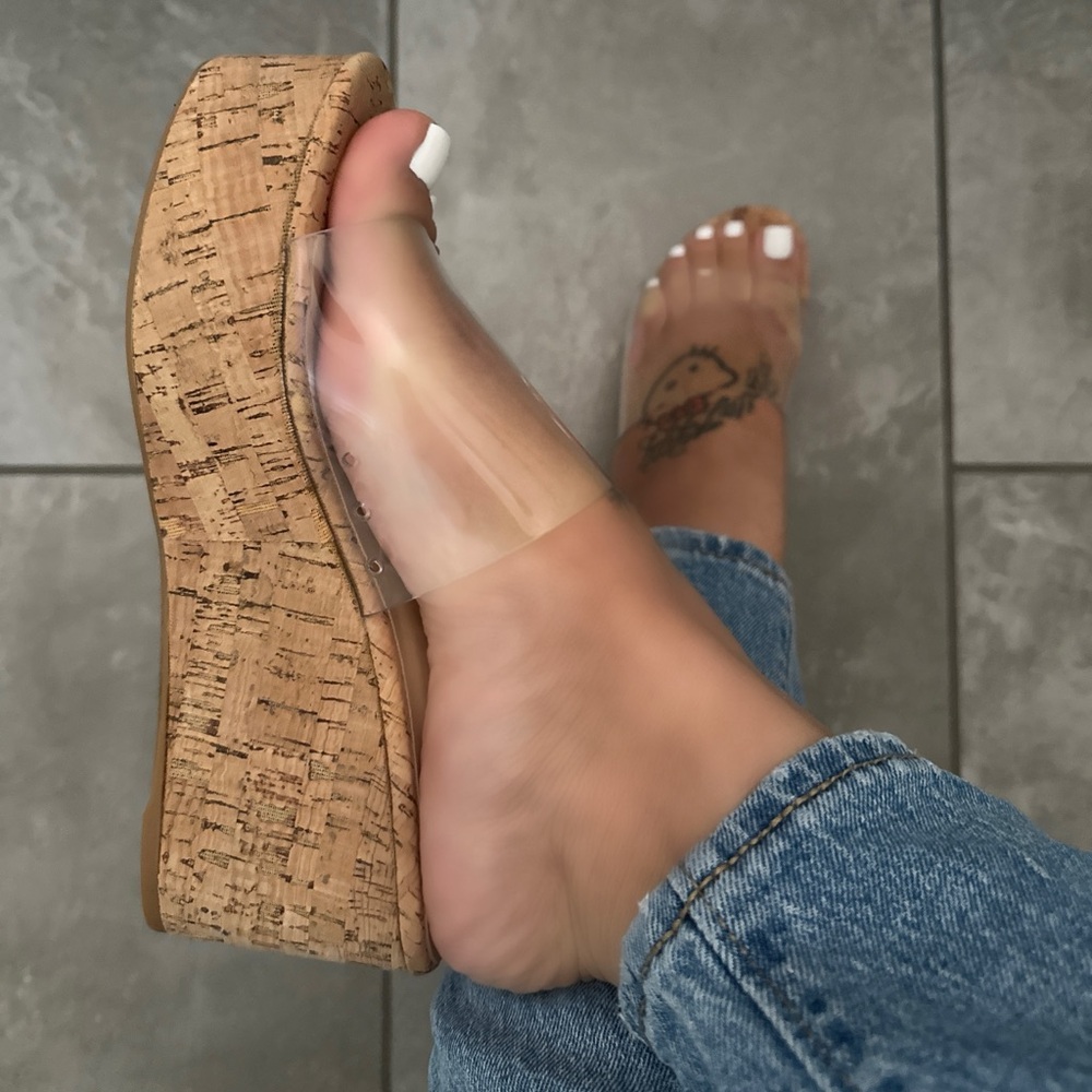 New!! Clear Cork Platform Sandal - Picture 4 of 6
